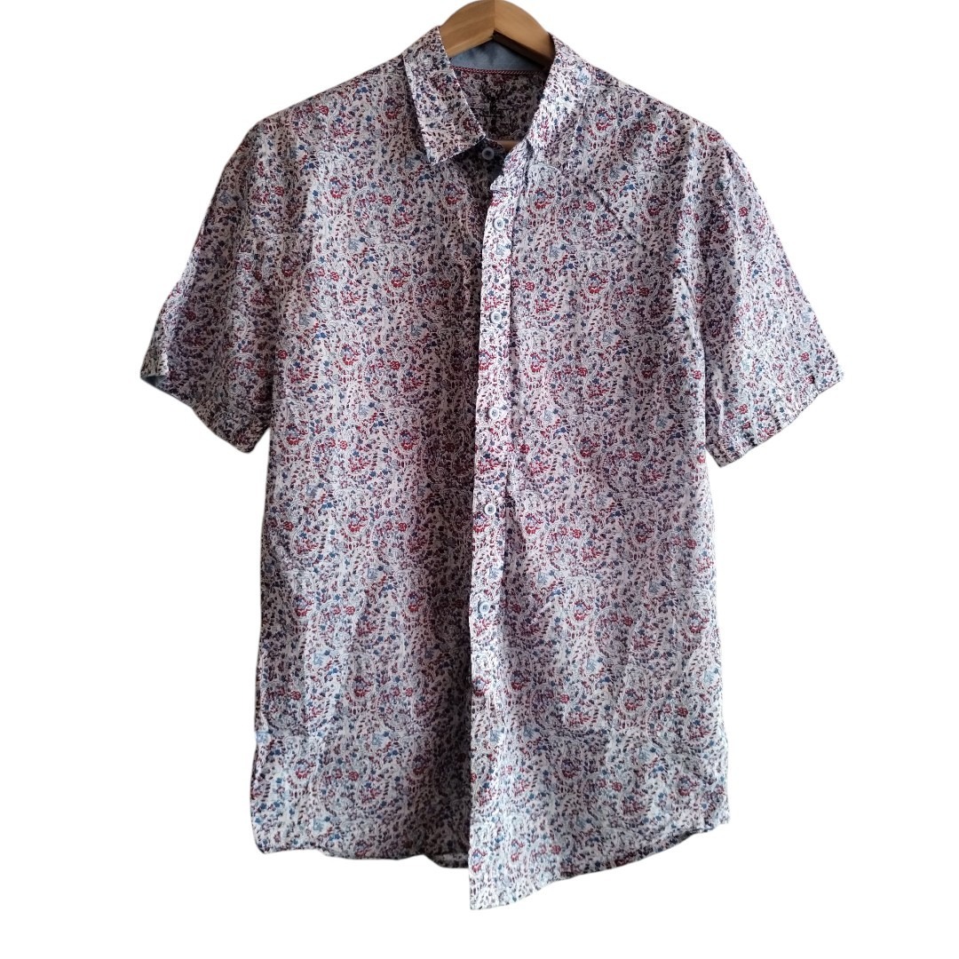 Nicoby Men's Xl Floral Paisley Short Sleeve Button Down Camp Shirt Preppy